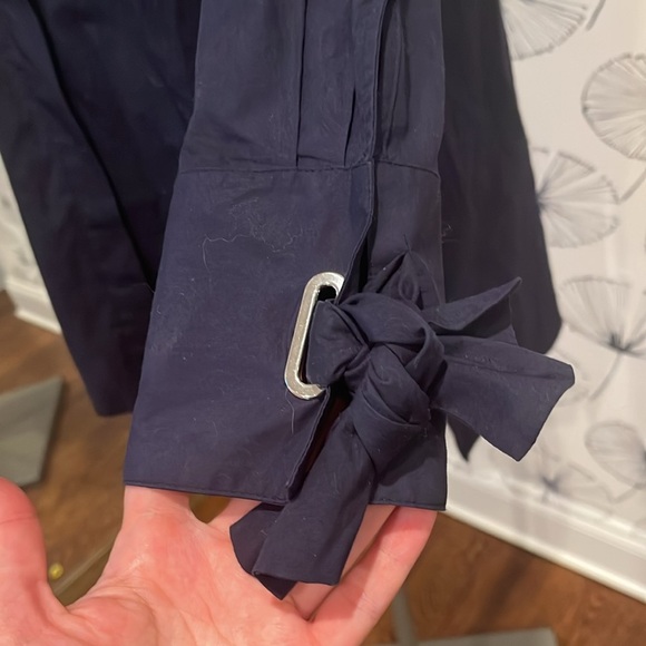 ZARA S Navy V-Neck Blouse - Picture 2 of 2